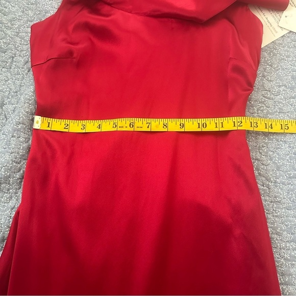Badgley Mischka Dress Crimson Red Maxi Silk Formal High Low Prom Size 2 - Picture 10 of 16